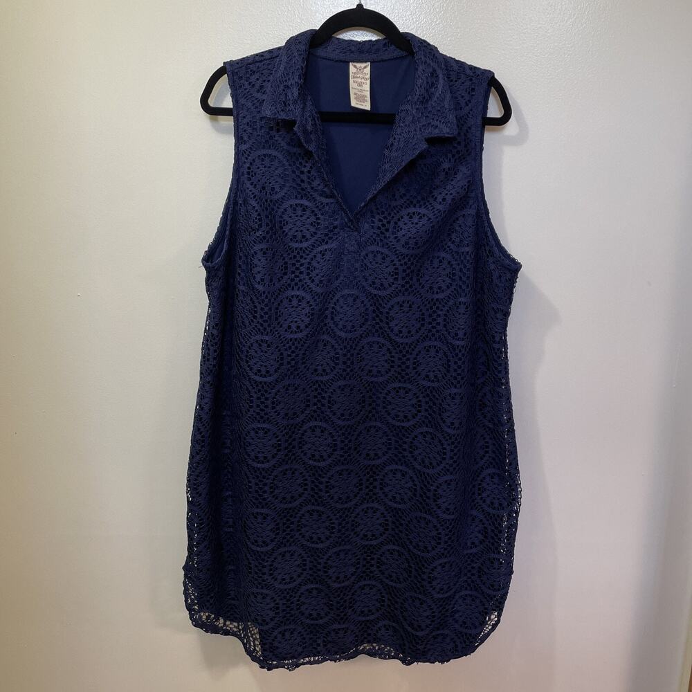 Faded Glory Womens 2XL Blue Lace Sleeveless Dress Holiday Elegant Cottagecore